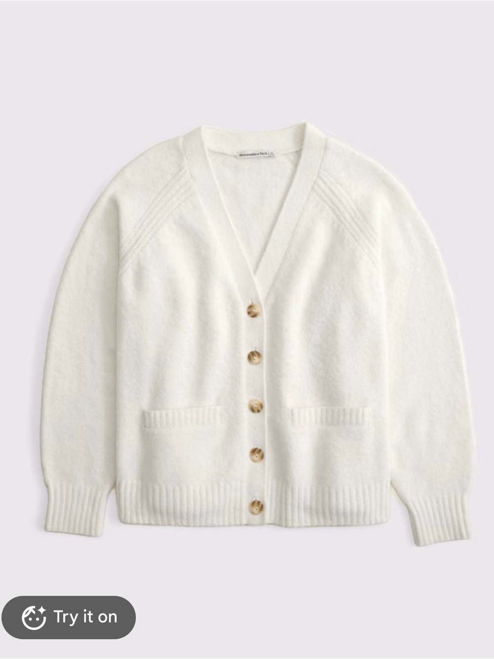 NWT Abercrombie & Fitch Cream V-Neck Button Cardigan